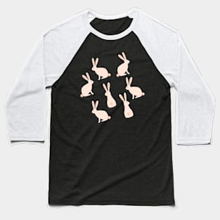 RABBITS ON BLUE Baseball T-Shirt